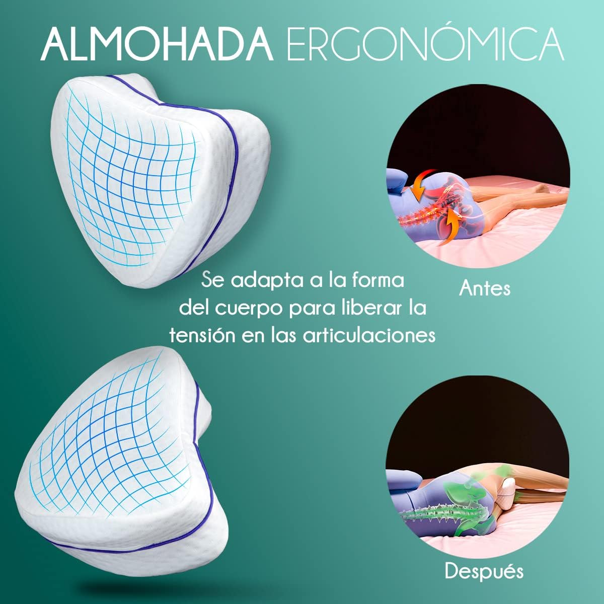 Cojín Ortopédico Memory Foam para Piernas | Más Comodidad al Dormir