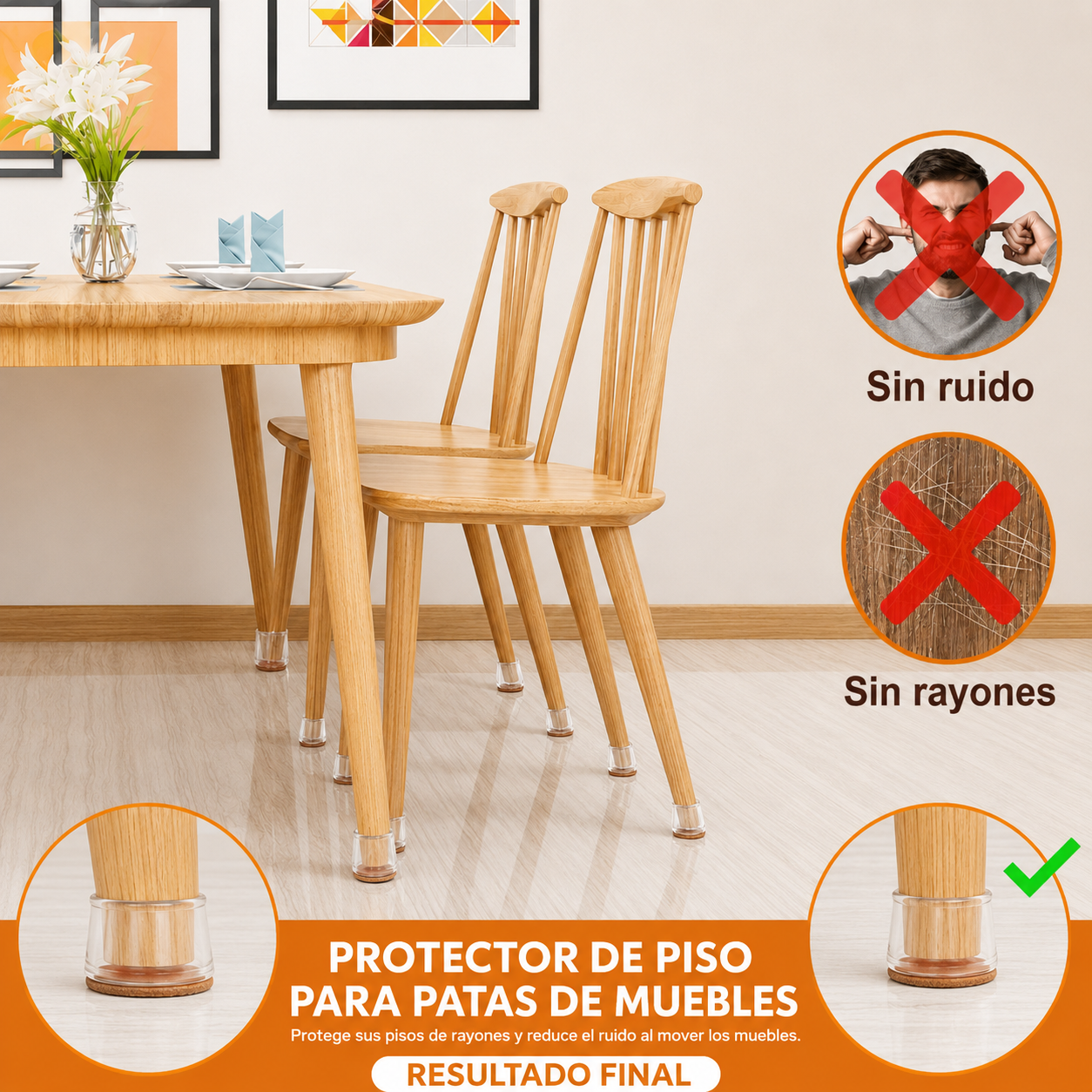 Pack x16 Protectores de Silicona para Sillas | Antirruido y Flexibles