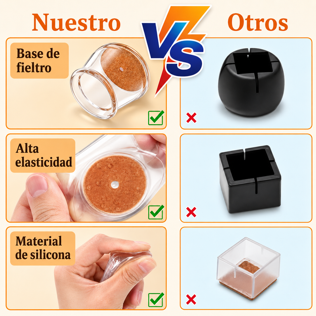 Pack x16 Protectores de Silicona para Sillas | Antirruido y Flexibles